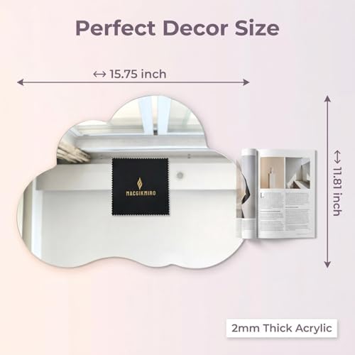 Cloud Acrylic Mirror Anti-Scratch Unbreakable Shatterproof HD Tempered Wall Decorative Mirrors for Restaurant Bedroom Kitchen Office Gym(Cloud,11.81 "x 15.75") - color: Cloud