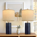 G-SAFAVA 20.25" Small Table Lamps Set of 2 Modern Ceramic Lamps for Living Room Farmhouse Bedside Lamps Boho for Night Stands Bedroom Lamps Side Table Lamps End Table Lamps, Blue - color: Blue
