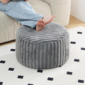 Tiita Round Stuffed Pouf Ottoman, Stripe Faux Fur Poufs with Foam Chunk Filling, Furry and Fluffy Pouf 21×21×12 inch Foot Stool Storage Ottoman,Puff Office Foot Rest for Couch Living Room, Grey - color: Striped Round Grey