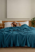 Muslin Blanket - Pure 100% Turkish Cotton Airy Soft Light Versatile Gauze Throw Blanket for Bed, Couch, Sofa (Petrol Blue, Twin XL Size (71" x 95" inch)) - color: Petrol Blue, size: Twin XL Size ( 71" x 95" inch )