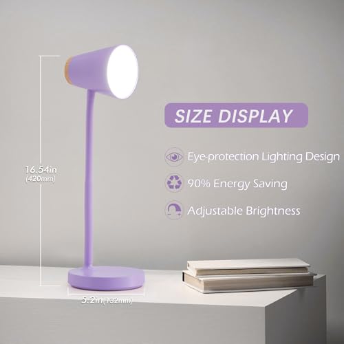 EJIAXIN Desk Lamps for Home Office - Small LED Desk Lamp Touch Dimmable Reading Light for College Dorm Room - Adjustable Flexible Gooseneck Table Lamp for Bedside Bedroom Nightstand Purple - color: Purple