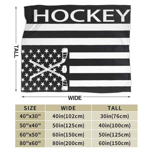 Hockey Blanket Gifts for Women Kids, American Flag Flannel Blankets, Warm Cozy Soft Throw for Bedroom, Camping, Couch, Decor 50x60 in - color: Hockey, size: 50"x60"
