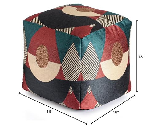 Anji Mountain 100% Handmade & Handcrafted Comfortable Home Décor Outdoor Pouf Ottoman Footrest for Living Room, Bedroom, Nursery, Kidsroom, Patio Furniture - (18" x 18" x 18"- Multicolor) - color: Martinique
