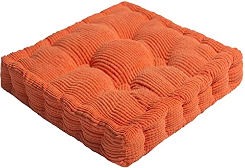 ChezMax Floor Pillow & Cushion, Large Meditation Chair Cushions, Thick Square Seat Pad, Soft Velvet Tufted Seating Pouf for Indoor/Outdoor Yoga Bench Rocking Chair Room Tatami Sofa, Orange 16" x 16" - color: Orange S
