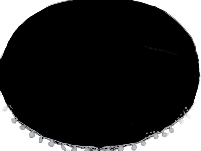 CRAFT KALA 22" Round Mandala Boho Pillow Cover Meditation Room Seating Poufs Cover for Living Room Yoga Room Home Bedroom Balcony Garden Party Decoration Cotton Floor Cushion Cover Black White Flower