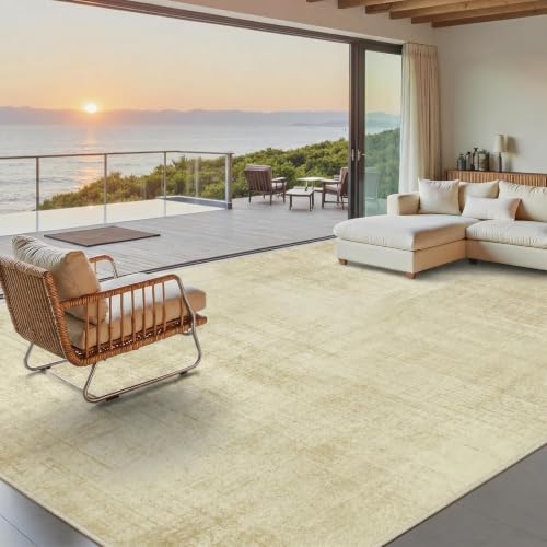 Joydeco 8x10 Area Rugs Classic for Living Room, Beige | Non Slip Machine Washable Low Pile for Bedroom Dining Room Home Office Pet & Child Friendly - color: Beige, size: 8' x 10' (Rectangular)