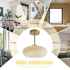 Mid Century Ceiling Light Fixtures Milk Glass Ceiling Lights Round Milk Yellow Shade Gold Brass Semi Flush Mount Ceiling Light Globe Glass Ceiling Lamp for Hallway Dining Room Kitchen - color: Milk yellow-2