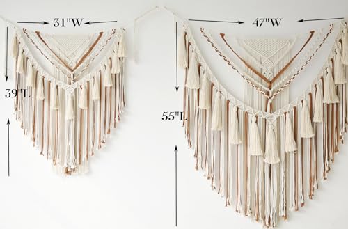 Jakalin Macrame Wall Hanging Macrame Wall Decor Boho Panels Handmade Craftsmanship Yarn Wall Art Living Room Bedroom Home Decor 31" Wx 39" L - color: Brown1