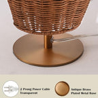 Boho Style Rattan Table Lamp,Dimmable Bamboo Desk Lamp,Timer Build in,Oven Brown Rattan - color: Timer