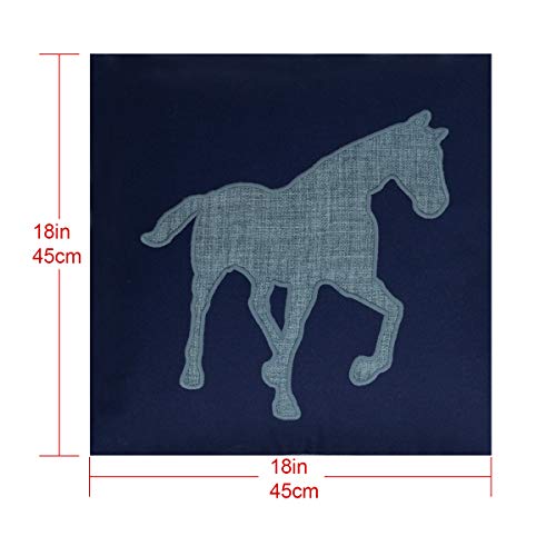 Navy Cotton Pillow Covers Decorative Horse Pillow Case for Sofa Cushions Covers 18x18 Inches (Navy) … … - color: Horse-navy