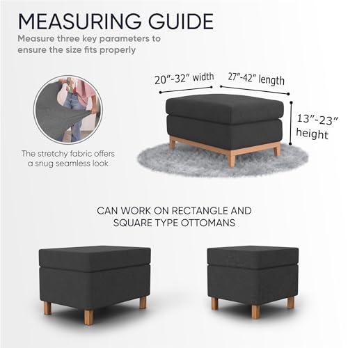 PAULATO BY GA.I.CO. Ottoman Cover Pouf Slipcover 1-Piece Stretch Cotton Stool Slipcovers for Kids Protective and Soft Ottoman Slip Cover Eco-Friendly Furniture Protector - Fuco Cotton - Sage Green