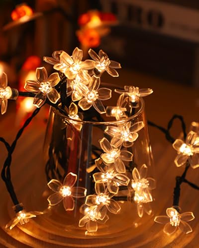 USB Plug in 33ft 100 LED Fairy Flower Lights Strin Indoor Outdoor Decor | Warm White Decorative Floral Lamp Indoor Outdoor Decorations For Bedroom, Christmas, Valientine'S Day, Easter Or Birthday - color: 33ft Warm White Flower Lights