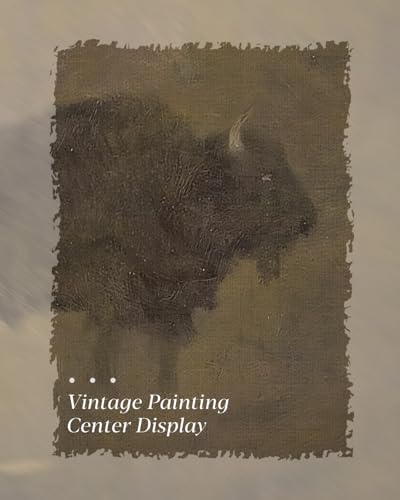 HUARCEY Gold Framed Canvas Wall Art, Retro Bison Picture Decor, Bedroom Bathroom Kitchen Farmhouse Decor, Moody Rustic Vintage Canvas Paintings, 8x10inch - color: Bison Art, size: 10"L x 8"W