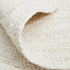 100% Jute Area Rug 10 Feet- Braided Design Hand Woven Off-White Natural Fibers Carpet - Home Decor for Living Room Hallways (10' Round, Off-White)