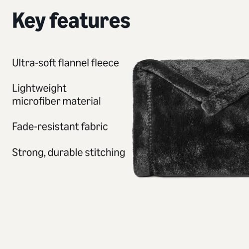 Amazon Basics Soft Fleece Throw Blanket, Cozy Microfiber, Feels Comfortable on Skin, Fade-Resistant, Warm for Couch & Sofa, 50 x 60 Inches, Black - color: Black, size: 50 x 60 inches