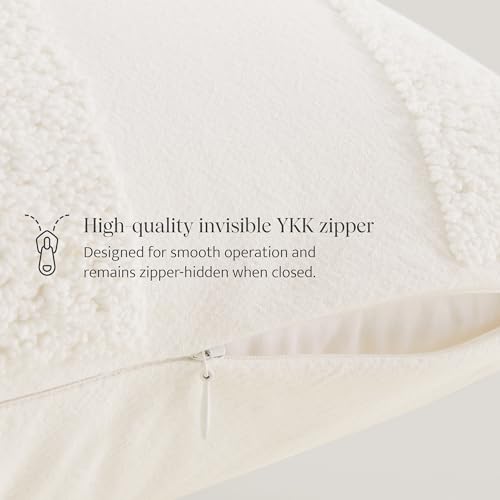 Double Stitch 100% Cotton Throw Pillow Covers - Checkered Tufted Boho Decorative Pillow Covers 18x18, Made in India, Square Cushion Case, Modern Home Decor for Couch, Sofa, Living Room, Cream - color: Cream, size: 18" x 18" (Pack of 1)