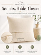 Coastal Growth Decorative Throw Pillow Cover | Tufted Botanical Design | Handmade Artisan Accent Pillow | Neutral Cream & Black Modern Organic Home Decor | 16in x16 in | Obsidian Reed