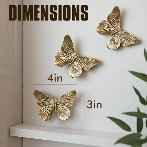 GUSFREUD 3D Butterfly Wall Decor Set – Resin Wall Decorations for Living Room, Bedroom, Garden, Yard, Outdoor and Gallery Walls - Antique Copper - Set of 3 - color: copper