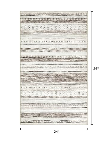 Tortania Area Rug Living Room Rugs - 2x3 Washable Soft Neutral Boho Moroccan Farmhouse Mat Indoor Floor Carpet for Bedroom Under Dining Table Home Office Decor - Cream Brown - color: Cream/Brown, size: 2' x 3' (Rectangular)