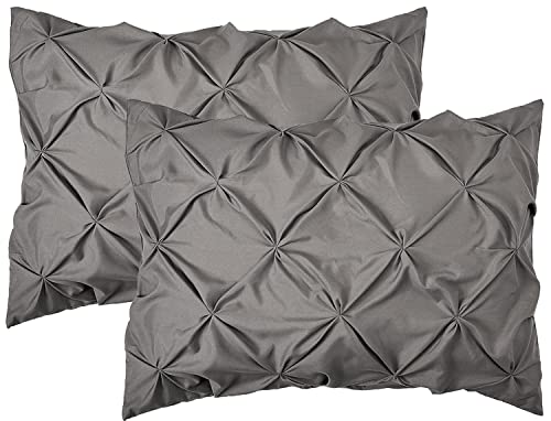 Elegant Comfort 2-Pack Sham Set Pinch Pleat Design, 1500 Premium Hotel Quality Microfiber, Stylish Design-Easy Care, Wrinkle and Stain Resistant, 2-Piece Sham Set, Pleated Standard/Queen, Grey - color: Grey, size: 26" x 20" (Pack of 2)
