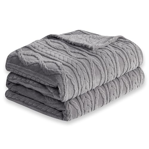 COOVA Grey Fleece Twin Blanket for Bed - Super Soft Cozy Plush Fuzzy Blanket for Sofa,Premium Sherpa Warm Throw for Women,Couch,Chair,60x80 Inches - color: Light Grey, size: 60“x80”