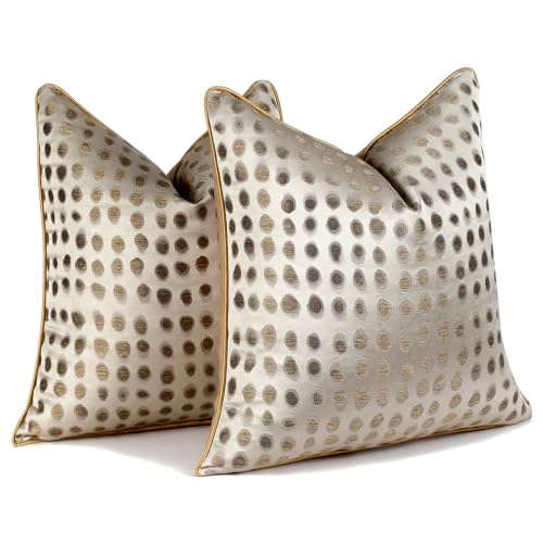 Gold Abstract Throw Pillow Covers 18x18 inch Set of 2 Jacquard Dot Pillow Cases Modern Decorative Cushion Covers for Sofa Couch Bed - color: Jacquard 7