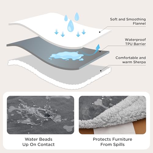 Bedsure Waterproof Dog Blankets for Small Dogs - Soft Print Sherpa Fleece Puppy Cat Blanket Washable, Cozy Plush Reversible Throw Furniture Protector for Pet Kitten Doggy, 25"X35", Anchor Gray - color: Anchor Gray-dog, size: S(25x35")