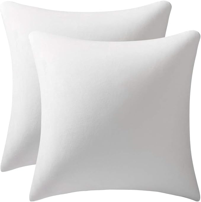 Throw Pillow Covers 16x16 Ivory White: Pack of 2 Cozy Soft Velvet Square Modern Luxury Decorative Throw Pillow Cases for Sofa Couch Living Room Bed Home Decor