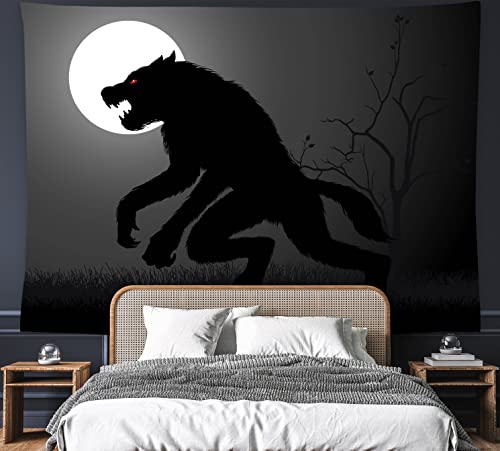 feelacle Werewolf Tapestry 80" X 60" Wolf Wall Hanging Party Decorations Home Decor For Bedroom Living Room Dorm (200 X 150cm) - color: Werewolf, size: 80"L x 60"W