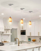 karyfine Art Glass Mini Pendant Lights for Kithen Island Blown Glass Pendant Lighting Shade with Brushed Nickel Finish 3Pack Hanging Pendant Light Kitchen Counter,Dining/Living Room Red Orange - color: Mixed Red Orange and Yellow -3Packs