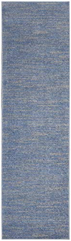 Nourison Home Nourison Essentials Blue Grey 2'2" x 10' Area Rug - Easy Clean, Non Shedding, Bed Room, Living Room, Dining Room, Kitchen (10' Runner) - color: Blue/Grey, size: 2'2" x 10' (Runner)