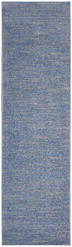 Nourison Home Nourison Essentials Blue Grey 2'2" x 10' Area Rug - Easy Clean, Non Shedding, Bed Room, Living Room, Dining Room, Kitchen (10' Runner) - color: Blue/Grey, size: 2'2" x 10' (Runner)