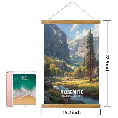 ABoby Vintage Yosemite National Park Posters - Travel Posters Wall Art for Home, Office - Retro Style Wall Decor with Wood Frames - Ready to Hang - color: Yosemite