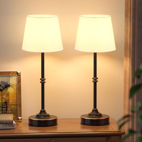 Kakanuo Rechargeable Cordless Table Lamp Antique Black - 2 Pack 4000mAh Battery Operated Lamp, 3000K Warm Light, Touch Control Stepless Dimming, for Bedside, Dining Table, Home Decor - color: Oil-Rubbed Antique Black, size: 2 Pack - 15.6in