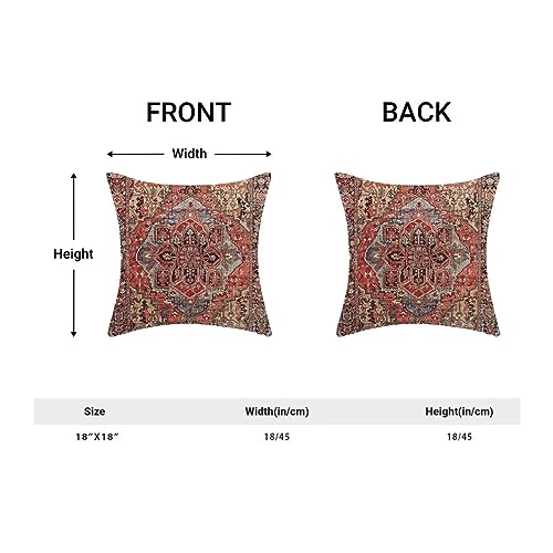 AEIOAE Boho Pillow Covers 18x18 Set of 2 Red Boho Vintage Style Decorative Throw Pillow Outdoor Linen Square Farmhouse Decor Retro Cushion Cover for Home Couch Sofa - color: Boho 22, size: 18" x 18" (Pack of 1)