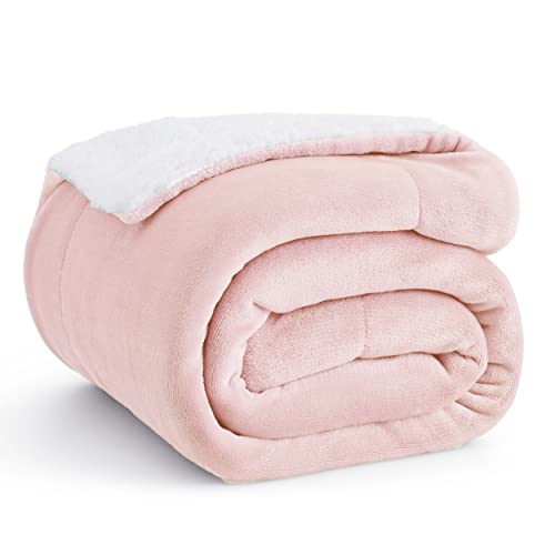 Bedsure GentleSoft Sherpa Fleece Throw Blanket for Couch, Non-Heated, Thick and Warm Throw Gifts for Women and Girls, Soft Fuzzy Plush Kids Blanket for Spring, Room Home Decor, Pink, 50x60 Inches - color: 07 - Pink, size: Throw (50" X 60")