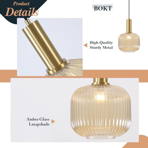 BOKT Modern 2-Pack Glass Pendant Lights Open Amber Ball Ceiling Pendant Lighting Fixture Adjustable Cord Hanging Light Lights Set of Two for Kitchen Island Entryway Dining Room - color: Amber-2 Pack