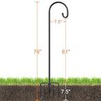 Ottsuls Bird Feeder Pole, 2 Pack 76 Inch Shepherds Hooks for Outdoor with 5 Prongs Adjustable for Hanging Lantern, Hummingbird Feeder, Plant,Garden Stake Plant Stand Hanger Weddings Décor - size: 76 INCH, style: B-2 Pack