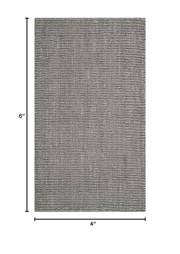 SAFAVIEH Area Rug 4x6 - Natural Fiber Collection - Light Grey, Handmade Jute, Farmhouse Style, Chunky Textured Thick Pile (NF447G)