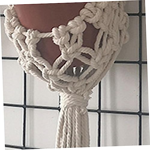 ORFOFE Handmade Cotton Rope Hanging Planter Bohemian Style Indoor Wall Decor for Succulents and Flower Pots Woven Sling Basket for Balcony and Office
