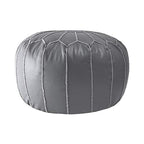 nuLOOM Classic Moroccan Faux Leather Filled Ottoman Pouf - color: Grey