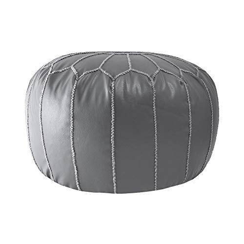 nuLOOM Classic Moroccan Faux Leather Filled Ottoman Pouf - color: Grey