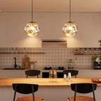 Modern Amber Concave Glass Pendant Light, 2-Pack Kitchen Island Lighting Single Globe Pendant Light Fixtures Century Kitchen Island Pendant Light for Bedroom Dining Room Light (Without Bulbs) - color: Amber-1 Light-2PC
