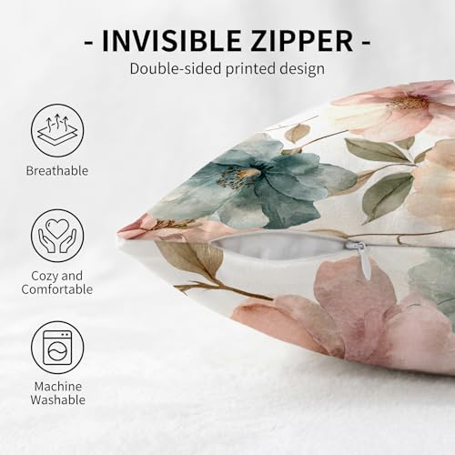 YOU FOUND ME Boho Throw Pillow Covers 18x18 Inch, Vintage Bohemian Carpet Print Pillowcase, Soft Decorative Cushion Cover for Couch Sofa Bedroom Living Room Decor (Pink) - color: Pink