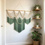 RUIZHIXUAN Large Macrame Wall Hanging Macrame Tie-dye Wall Hangings Tapestry Cotton Textile Boho Wall Decor Art Bedroom headboard Handwoven 59" Wx43” L (Tie-dye green) - color: Tie-dye green