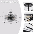 20in Black Sputnik Ceiling Light Fixtures Over Table 4-Lights Starburst Sputnik Chandelier Modern Solid Metal Semi Flush Mount Ceiling Light for Bedroom, Kitchen, Hallway, Laundry Room, E12 - color: Black 20" 4-Light