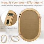 FUIN Handcrafted Rattan Oval Wall Mirror 20x30 – Natural Woven Wicker Frame for Boho Living Room & Entryway – High-Definition Shatter-Resistant Mirror – Vertical or Horizontal Biophilic Home Decor