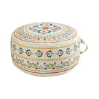 MOCOFO Round Bohemian Ottoman Pouf Cover, 18 Inch, Cotton Blend, Church Window Print, Living Room Storage Footrest, Cover Only (Little Wild) - color: Little Wild