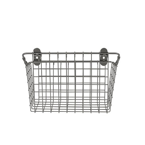 Spectrum Large Wall Mounted Wire Basket Industrial Gray Kitchen Wall Mount Organizer Storage Basket, Wire Basket for Kitchen Bathroom Pantry Organization, Wall Hanging Wire Caddy for Modern Homes - size: Large