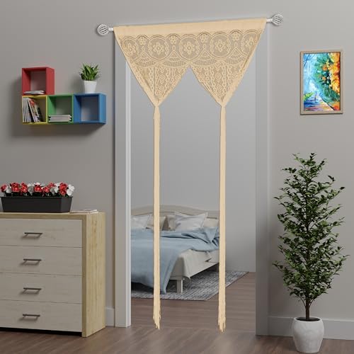Lace Door String Curtain for Doorways，Bohemian Curtains Window Wall Closet Bedroom Kitchen Hippie Hanging Panels Boho Room Divider - color: Champange, size: 39"W x 79"L (Pack of 2)